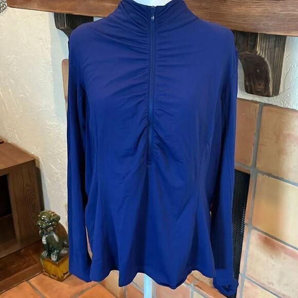 Ibkul Navy Blue 1/2 Zip Mock Neck Pullover, size XL - Picture 1 of 8